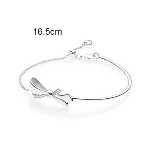Pan 925 Sterling Silver MOMENTS Sliding Bracelet Brilliant Bow Fit Original Charm Jewelry Women Adjustable zircon Chain