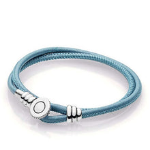 Load image into Gallery viewer, Pan Black Blue Spicy Orange Golden Double Leather Bracelet, Clear CZ High quality leather women&#39;s bracelet Copy jewelry