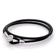Load image into Gallery viewer, Pan Black Blue Spicy Orange Golden Double Leather Bracelet, Clear CZ High quality leather women&#39;s bracelet Copy jewelry