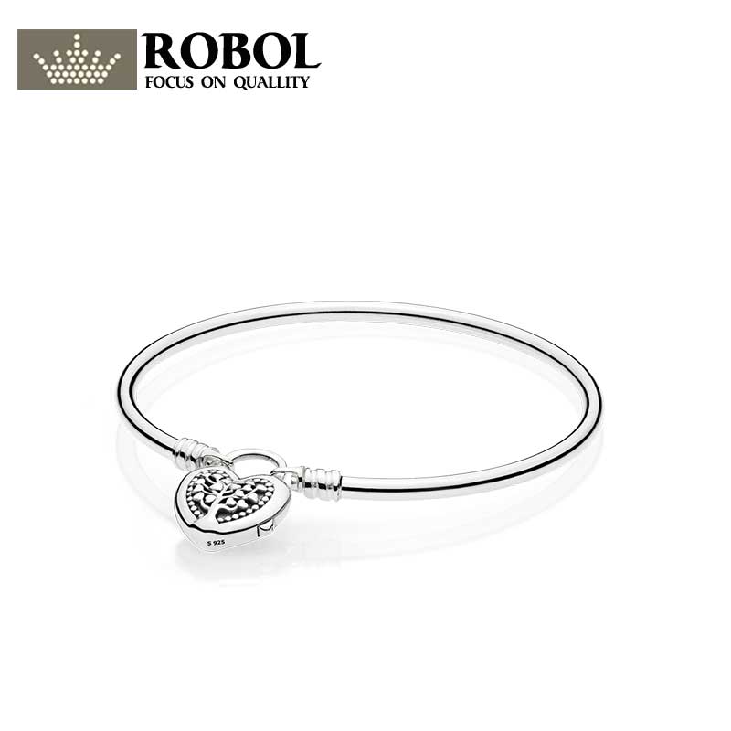 Pando charms silver 925 original Limited Edition Flourishing Heart Padlock Bangle Moments exhilarating fashion bracelet