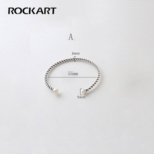 Pure 925 Sterling Silver Natural Fresh Water Pearl Twisted Rope Bracelet For Women Gift Fine Jewelry S925 Wholesale