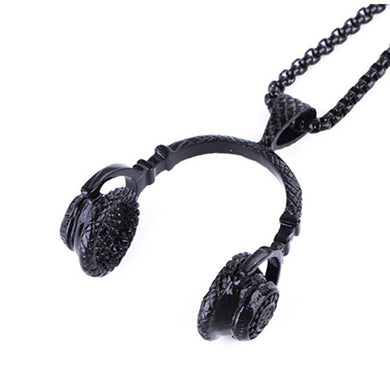 Music DJ Headphone Pendant Necklaces Stainless Steel Chain Men Women Hop Jewelry Rock Headset Necklace Music Lovers R4