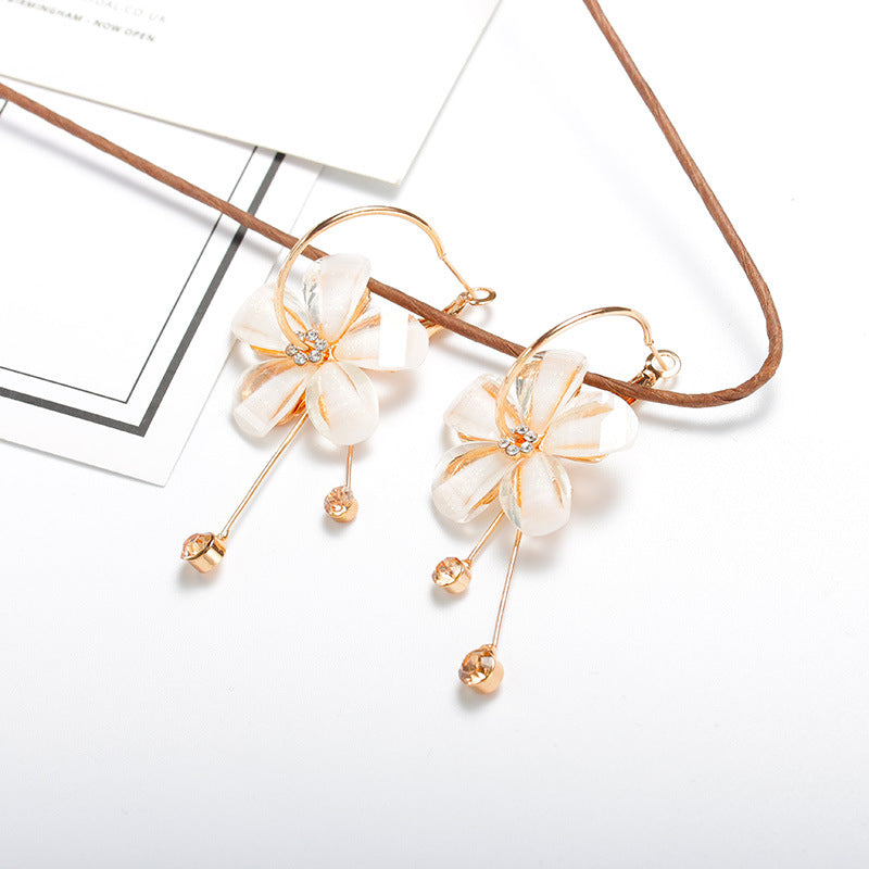 12pair/lot Wholesale Flower Tassels Gold Color Fashion Jewelry Earrings for Women Stud Earrings