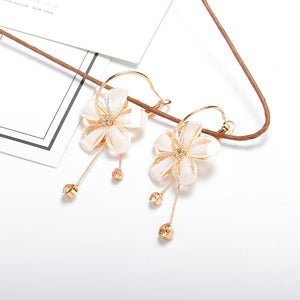 12pair/lot Wholesale Flower Tassels Gold Color Fashion Jewelry Earrings for Women Stud Earrings