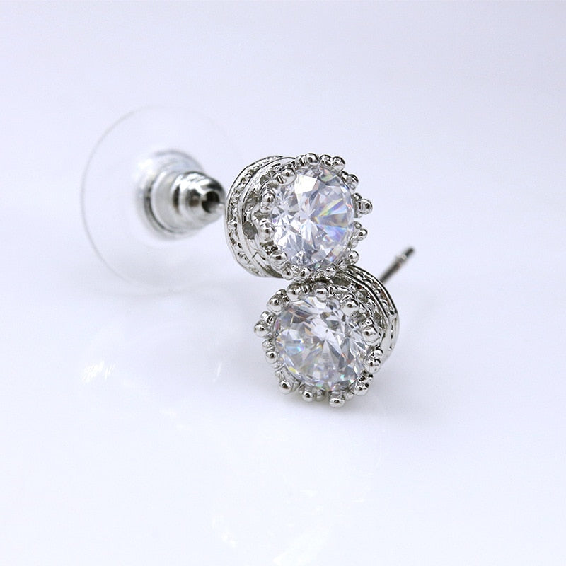 12pair/lot wholesale 2018 New Fashion Jewelry An crown zircon Stud Earrings for Women girl Gifts