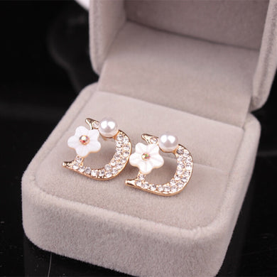 1pair 2018 Ohrringe Shell Flower Letter Earrings for Women Oorknopjes Pearls Stud Earring