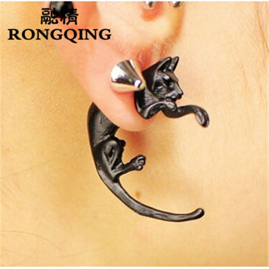 1 paio di orecchini 3D gatto nero Boucle D Oreille orecchini gioielli punk gotici per uomini e donne Oorbellen 