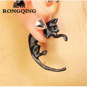 1pair 3D Black Cat Earrings Boucle D Oreille Punk Gothic Jewelry Stud Earrings for Men and Women Oorbellen