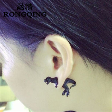 1pair New Fashion Punk Gothic Jewelry 3D Jurassic Park Dinosaur Earrings for Women Black Animal Earring Gifts