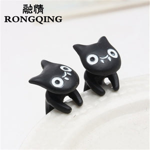 3D Co Animal Tiny Cat Ear Stud Earrings for Girls Punk Women