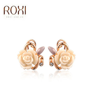 Brand New Fashion Rose Gold Color Crystal Women Earrings Gift for Girlfriend New Womens Elegant Jewelry Ear Stud Earrings