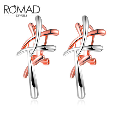 Silver/Rose Gold Color Metallic Cross Earrings Statement Punk Style Brincos Female Stud Earrings for Women Party Jewelry