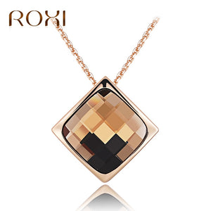 Women Necklace Rose Gold Statement Necklace Jewelry Crystal Pendant Necklace for Women Long Choker Charm Collier Femme
