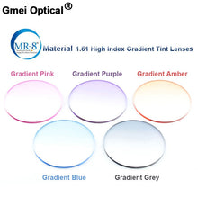 Load image into Gallery viewer, Radiation Protection 1.61 High Index MR-8 Super-Tough Gradient Tint HMC EMI Asphere Anti UV Myopia Hyperopia Prescription Lenses