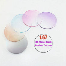Load image into Gallery viewer, Radiation Protection 1.67 Ultra-Thin MR-7 Super-Tough Gradient Tint HMC EMI Asphere Anti UV Myopia Hyperopia Prescription Lenses