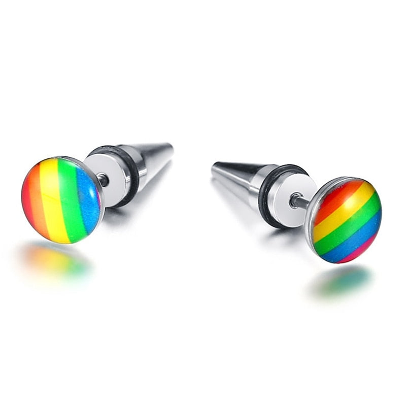 Orecchino arcobaleno G Pride Spike Orecchini a lobo per uomo Donna Gioielli di moda in acciaio inossidabile Brinco Aretes Punk Rock Regalo 