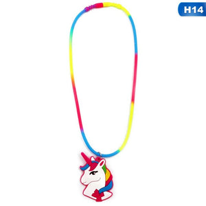 Collane con ciondolo unicorno arcobaleno Giocattoli di gomma Festa di nascita Bambini Ragazze Migliore amico Catena di amicizia Accessori per gioielli 