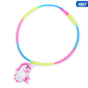 Collane con ciondolo unicorno arcobaleno Giocattoli di gomma Festa di nascita Bambini Ragazze Migliore amico Catena di amicizia Accessori per gioielli 