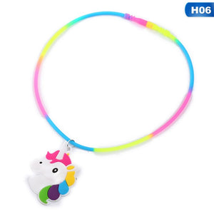 Collane con ciondolo unicorno arcobaleno Giocattoli di gomma Festa di nascita Bambini Ragazze Migliore amico Catena di amicizia Accessori per gioielli 