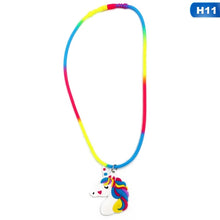 Carica l&#39;immagine nel visualizzatore di Gallery, Collane con ciondolo unicorno arcobaleno Giocattoli di gomma Festa di nascita Bambini Ragazze Migliore amico Catena di amicizia Accessori per gioielli 
