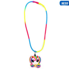 Carica l&#39;immagine nel visualizzatore di Gallery, Collane con ciondolo unicorno arcobaleno Giocattoli di gomma Festa di nascita Bambini Ragazze Migliore amico Catena di amicizia Accessori per gioielli 