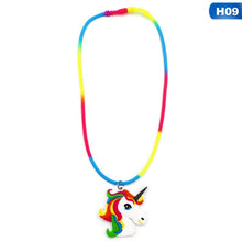 Carica l&#39;immagine nel visualizzatore di Gallery, Collane con ciondolo unicorno arcobaleno Giocattoli di gomma Festa di nascita Bambini Ragazze Migliore amico Catena di amicizia Accessori per gioielli 