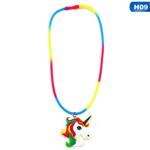 Collane con ciondolo unicorno arcobaleno Giocattoli di gomma Festa di nascita Bambini Ragazze Migliore amico Catena di amicizia Accessori per gioielli 