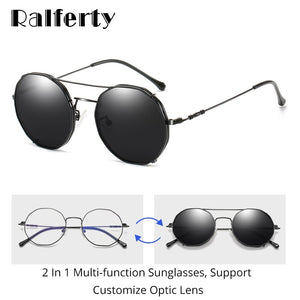 Ralferty 2 In 1 Prescription Sunglasses Women Polarized Clip On Sun Glasses Optic Metal Shades For Women Customs Z17122
