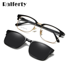 Carica l&#39;immagine nel visualizzatore di Gallery, Ralferty 2 in 1 montature da vista multifunzione occhiali da sole magnetici occhiali da vista polarizzati maschili clip su occhiali quadrati Z8021 