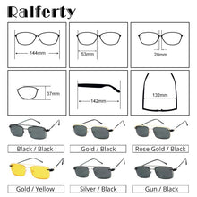 Load image into Gallery viewer, Ralferty 2 in 1 Retro Polarized Sunglasses Men Women Metal Rectangle Eyeglass Frame 0 Diopter Optic Magnet Clip On Glasses D060
