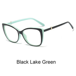 Ralferty  Luxury Eye Glasses Women Cat Eye Frame Eyeglasses TR90 Clear Lens With Spring Leg Optic Spectacle Eyewear F93331