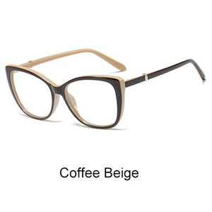 Ralferty  Luxury Eye Glasses Women Cat Eye Frame Eyeglasses TR90 Clear Lens With Spring Leg Optic Spectacle Eyewear F93331