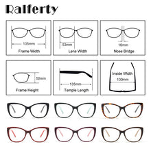 Load image into Gallery viewer, Ralferty  Luxury Eye Glasses Women Cat Eye Frame Eyeglasses TR90 Clear Lens With Spring Leg Optic Spectacle Eyewear F93331