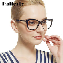 Load image into Gallery viewer, Ralferty  Luxury Eye Glasses Women Cat Eye Frame Eyeglasses TR90 Clear Lens With Spring Leg Optic Spectacle Eyewear F93331