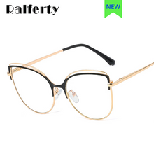 Load image into Gallery viewer, Ralferty 2023 Cat Eye No Diopter Glasses Brand Female Eyeglass Frames Antiblue Computer Transparent Glasses Optical Frame
