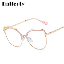 Load image into Gallery viewer, Ralferty 2023 Cat Eye No Diopter Glasses Brand Female Eyeglass Frames Antiblue Computer Transparent Glasses Optical Frame