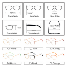 Carica l&#39;immagine nel visualizzatore di Gallery, Ralferty 2022 Decorative Blue Light Glasses Women&#39;s Computer Glasses Frame For Women Transparent Anti-Glare Metal Oculos F95732