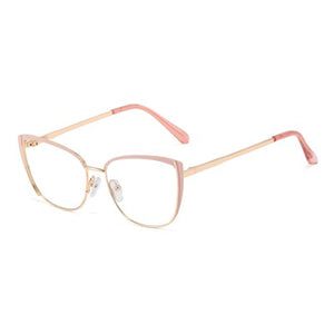 Ralferty 2022 Decorative Blue Light Glasses Women's Computer Glasses Frame For Women Transparent Anti-Glare Metal Oculos F95732