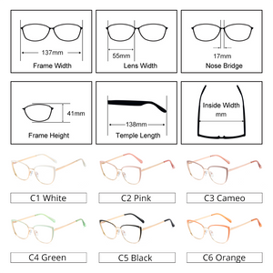 Ralferty 2022 Decorative Blue Light Glasses Women's Computer Glasses Frame For Women Transparent Anti-Glare Metal Oculos F95732