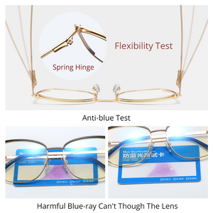 Ralferty 2022 Decorative Blue Light Glasses Women's Computer Glasses Frame For Women Transparent Anti-Glare Metal Oculos F95732
