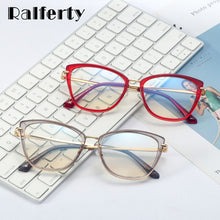 Load image into Gallery viewer, Ralferty 2022 High Quality Clear Glasses Women&#39;s Eyeglass Frame Anti Blue Light Spectacle Frames 0 Diopter Spring Optical Glass