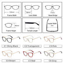 Load image into Gallery viewer, Ralferty 2022 High Quality Clear Glasses Women&#39;s Eyeglass Frame Anti Blue Light Spectacle Frames 0 Diopter Spring Optical Glass