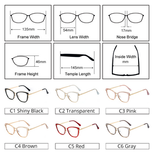 Ralferty 2022 High Quality Clear Glasses Women's Eyeglass Frame Anti Blue Light Spectacle Frames 0 Diopter Spring Optical Glass