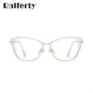 Ralferty 2022 High Quality Clear Glasses Women's Eyeglass Frame Anti Blue Light Spectacle Frames 0 Diopter Spring Optical Glass