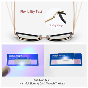 Ralferty 2022 High Quality Clear Glasses Women's Eyeglass Frame Anti Blue Light Spectacle Frames 0 Diopter Spring Optical Glass