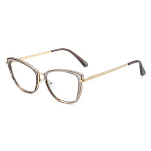 Ralferty 2022 High Quality Clear Glasses Women's Eyeglass Frame Anti Blue Light Spectacle Frames 0 Diopter Spring Optical Glass