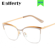 Carica l&#39;immagine nel visualizzatore di Gallery, Ralferty 2022 Retro Del Computer Luce Blu Occhiali Telaio Donne Decorativi In Metallo Trasparente Anti-Riflesso Femminile Montatura per occhiali F95661 