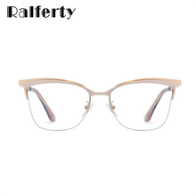 Carica l&#39;immagine nel visualizzatore di Gallery, Ralferty 2022 Retro Del Computer Luce Blu Occhiali Telaio Donne Decorativi In Metallo Trasparente Anti-Riflesso Femminile Montatura per occhiali F95661 