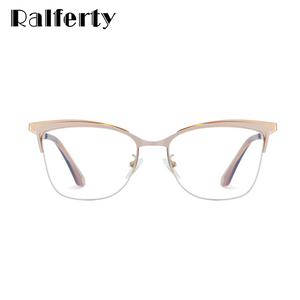 Ralferty 2022 Retro Del Computer Luce Blu Occhiali Telaio Donne Decorativi In Metallo Trasparente Anti-Riflesso Femminile Montatura per occhiali F95661 