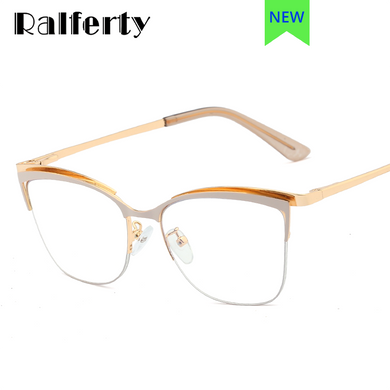 Ralferty 2022 Retro Del Computer Luce Blu Occhiali Telaio Donne Decorativi In Metallo Trasparente Anti-Riflesso Femminile Montatura per occhiali F95661 